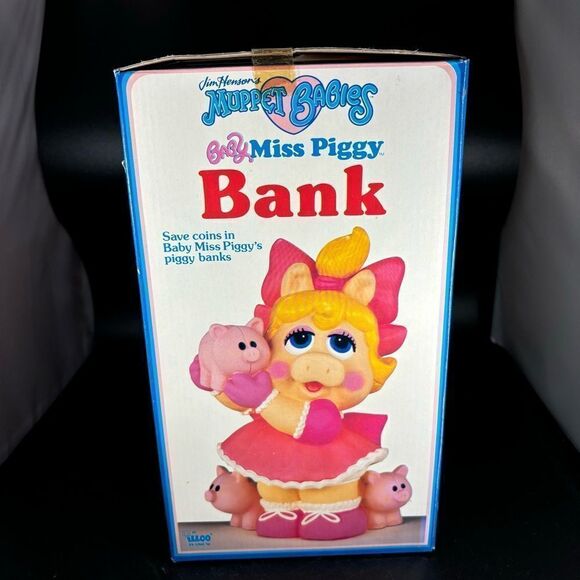 Vintage Jim Hensons Muppet Babies Miss Piggy 1989 Vinyl Piggy Bank Toy New NIB - Picture 2 of 8